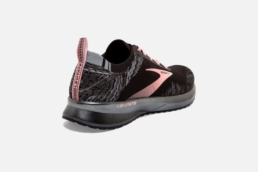 Brooks Levitate 4 Road Running Shoes Womens - Black/Grey/Pink - OTYXG-9568